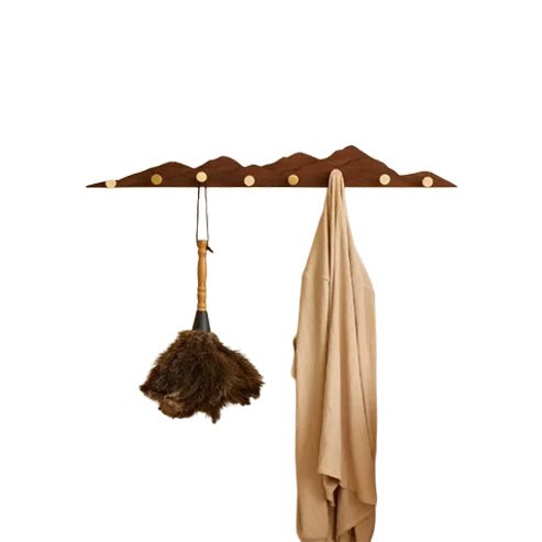 Porte-manteau mural en bois de noyer avec crochets en laiton