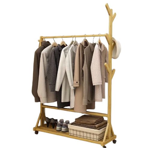 Portant vêtements en bois – structure bambou