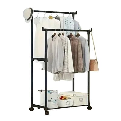 Portant à vêtements à double tige avec roulettes