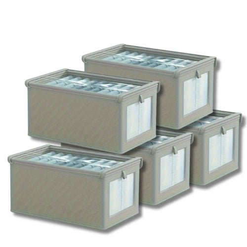 boite-de-rangement-vetement-grises-lot-de-cinq