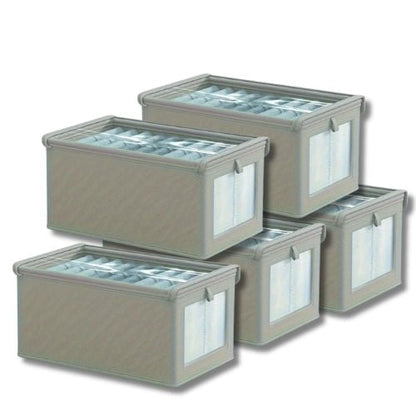 boite-de-rangement-vetement-grises-lot-de-cinq