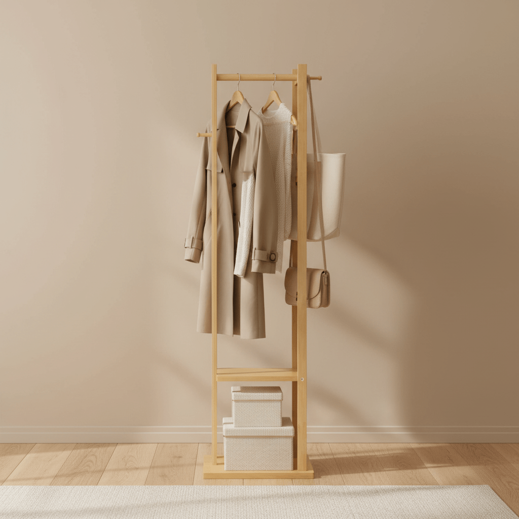 Portant bambou élancé en action - format carré avec recul